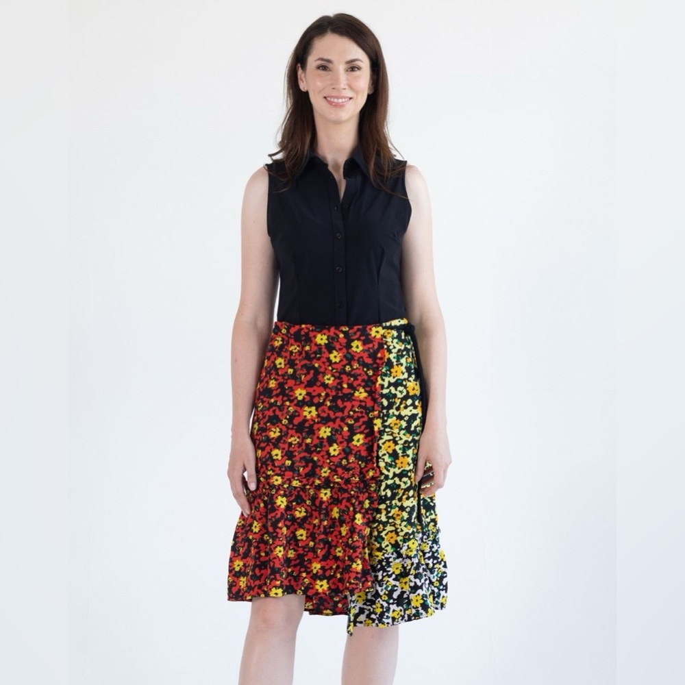 Ameliora The Annie Black Sleeveless Button Down Washable Shirt Size Medium